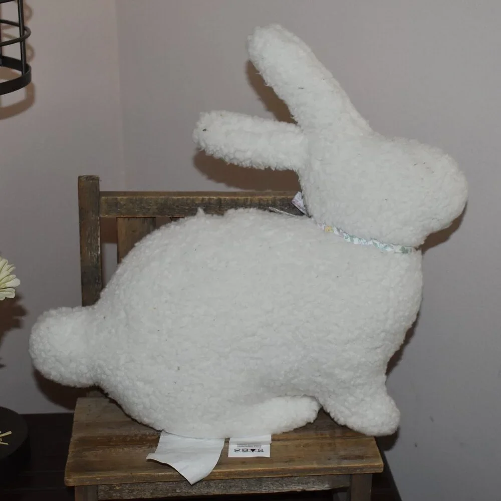 Cupcakes and Cashmere White Sherpa Easter Bunny Rabbit Pillow Spring Cottagecore